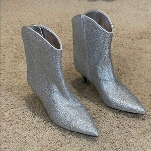 On 34th Silver Glitter Ankle Boots size 7-1/2 NWOT